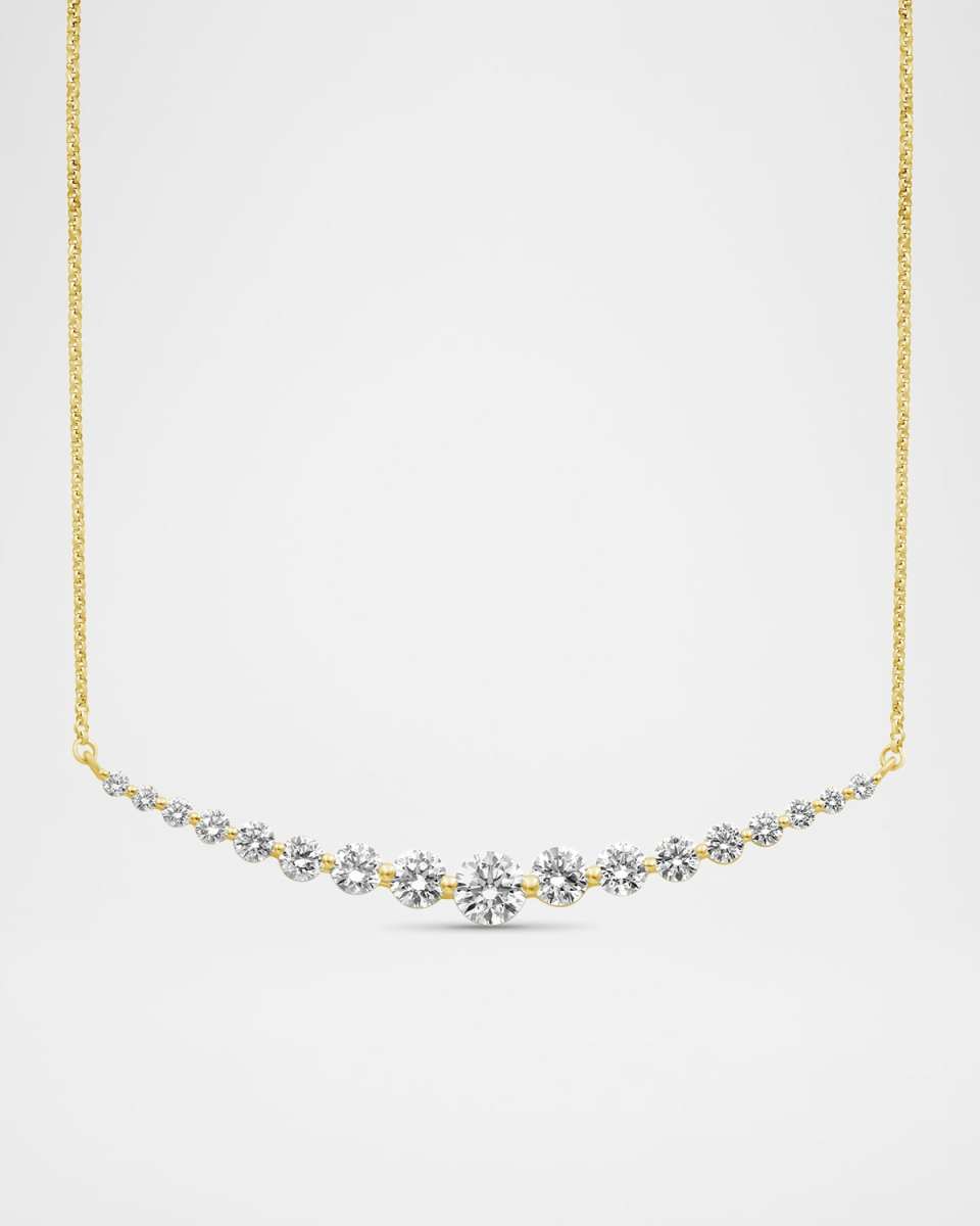 Graduated Lab Grown Diamond 18K Yellow Gold Necklace, 3.0tcw